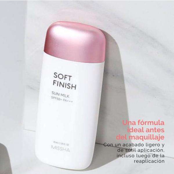 MISSHA - Protector Solar Hidratante All-Around Safe Block Soft Finish Sun Milk SPF50+ PA+++ 70ml - Imagen 3